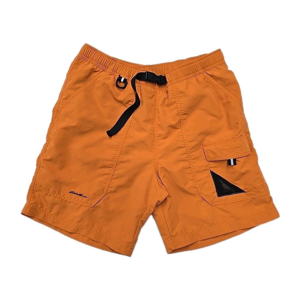 Eddie Bauer Floatilla 2.0 Shorts Men M Medium Orange Nylon Hiking Swim Belted